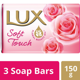  Lux Soft Touch French rose and almond oil, 150g (Pack of 3)(Offer Pack)