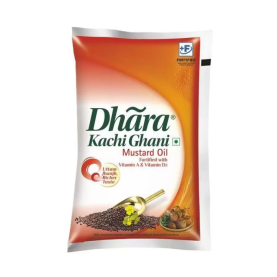 Dhara Kachi Ghani Mustard Oil Pouch  (1 L)