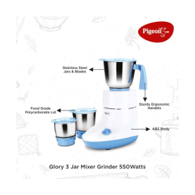 Pigeon Glory 550 W Mixer Grinder with 3 Ltr Pressure Cooker 2020 