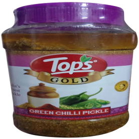 Tops Gold Green Chilli Pickle Pet Jar, 1kg