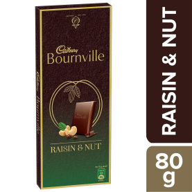 Cadbury Raisin and Nuts Dark Chocolate Bar, 80 g